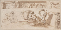 K IX 057
<br/>
Friesontwerp: nereïde met putti; consoles
<br/>
<em>Anoniem It (17de eeuw)</em>